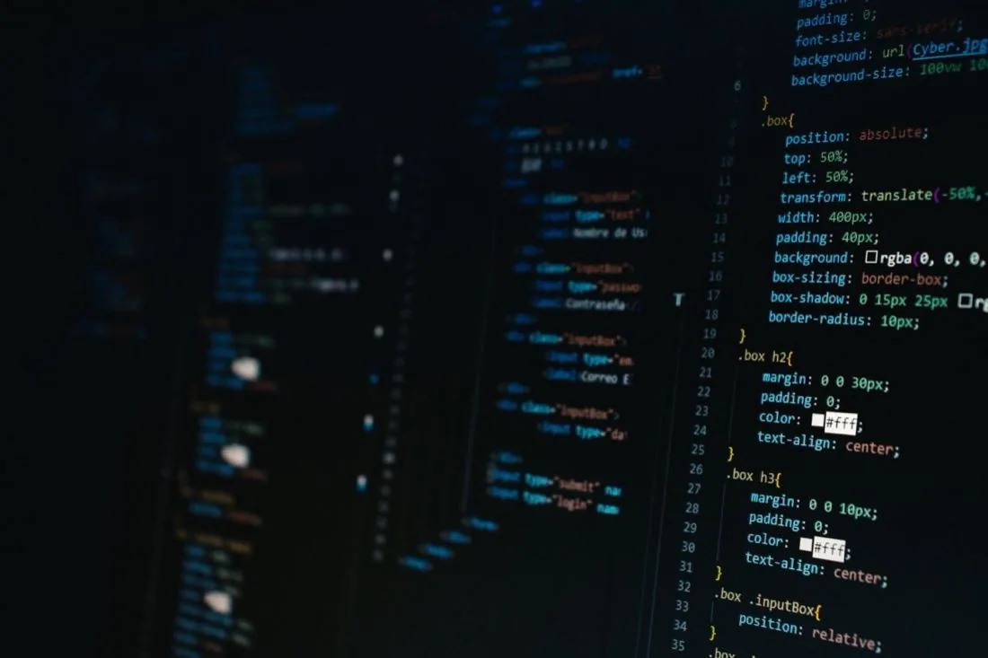 Source code on a screen